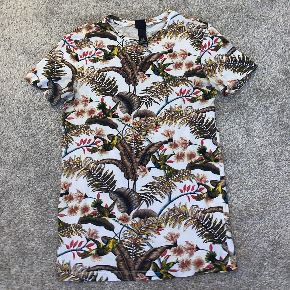 H&M White & Brown Bird Shirt size XS - Picture 4 of 9